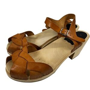 Swedish Hasbeens Tan Leather Sandals 41